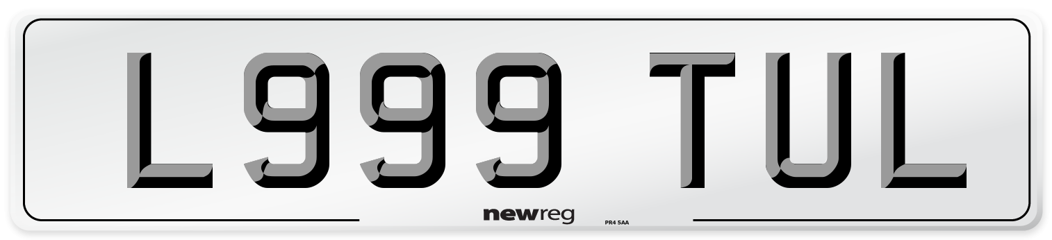 L999 TUL Number Plate from New Reg